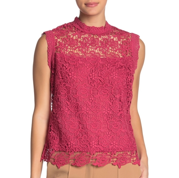 NWT: Sleeveless Mockneck Lace Blouse - Picture 1 of 5